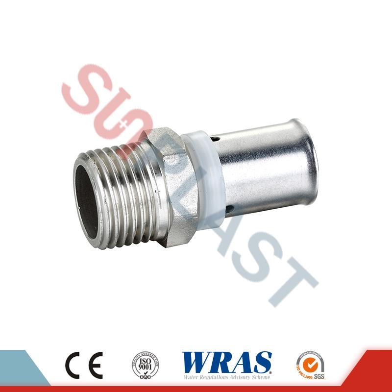 Brass Press Male Coupling Untuk Pipa Multilayer PEX-AL-PEX